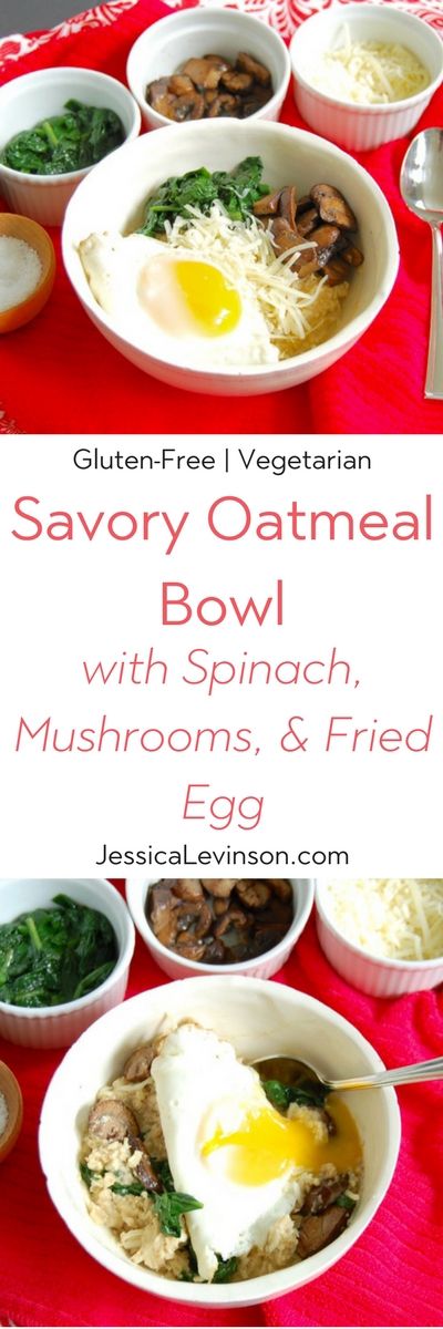 Savory Oatmeal Breakfast Bowl with Sautéed Spinach and Fried Egg