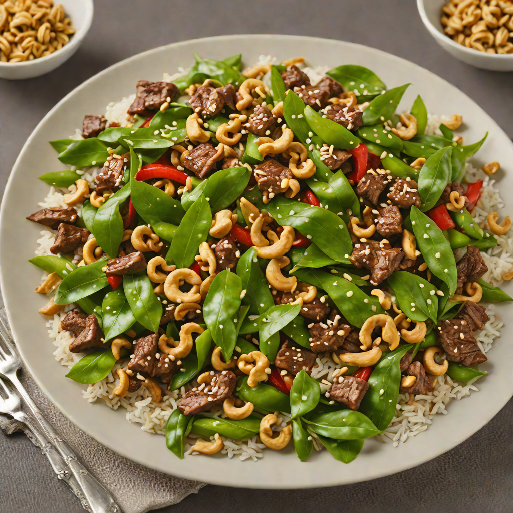 Beef Stir-Fry with Ginger, Snow Peas, and Cashews