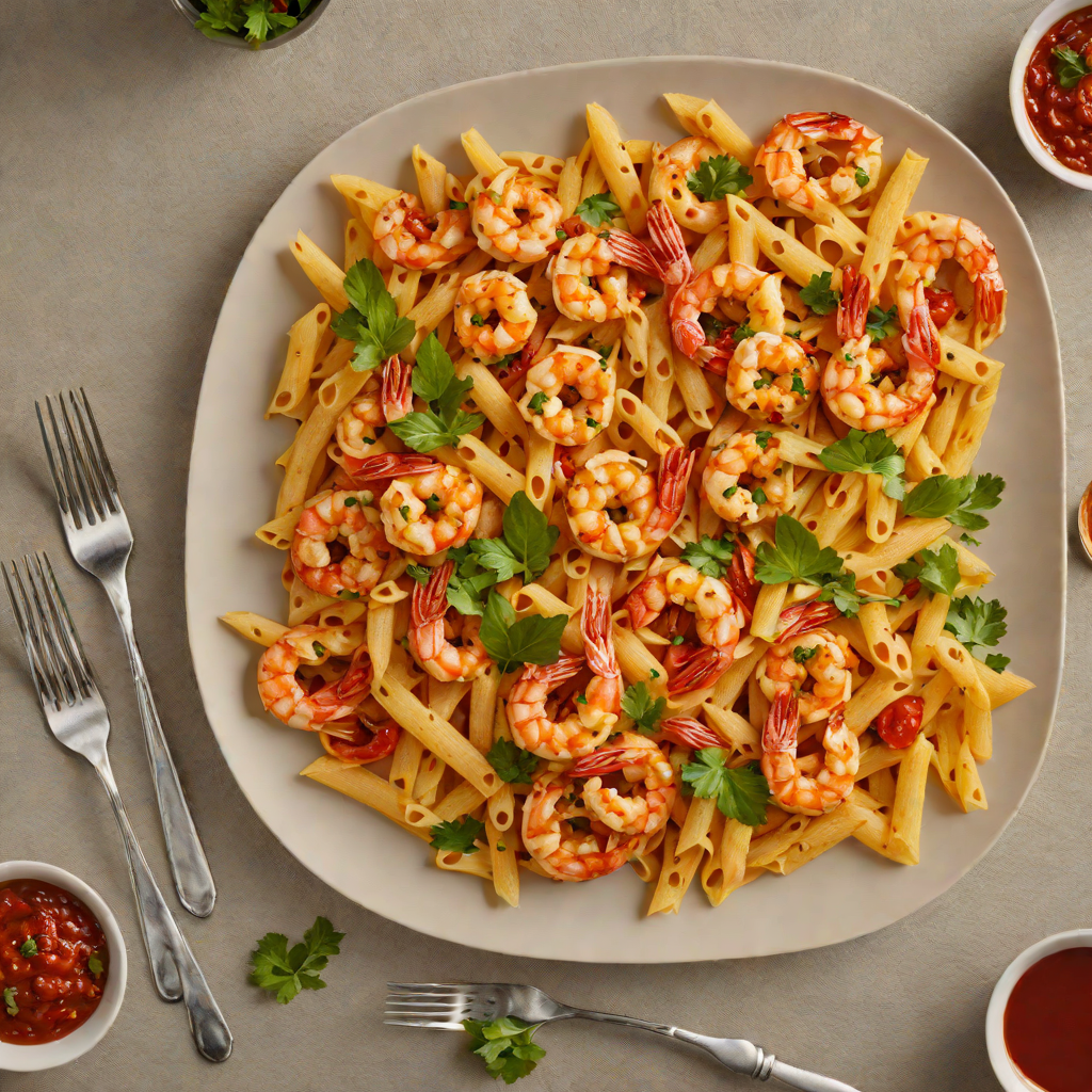 Sautéed Garlic Shrimp with Spicy Tomato Sauce and Penne