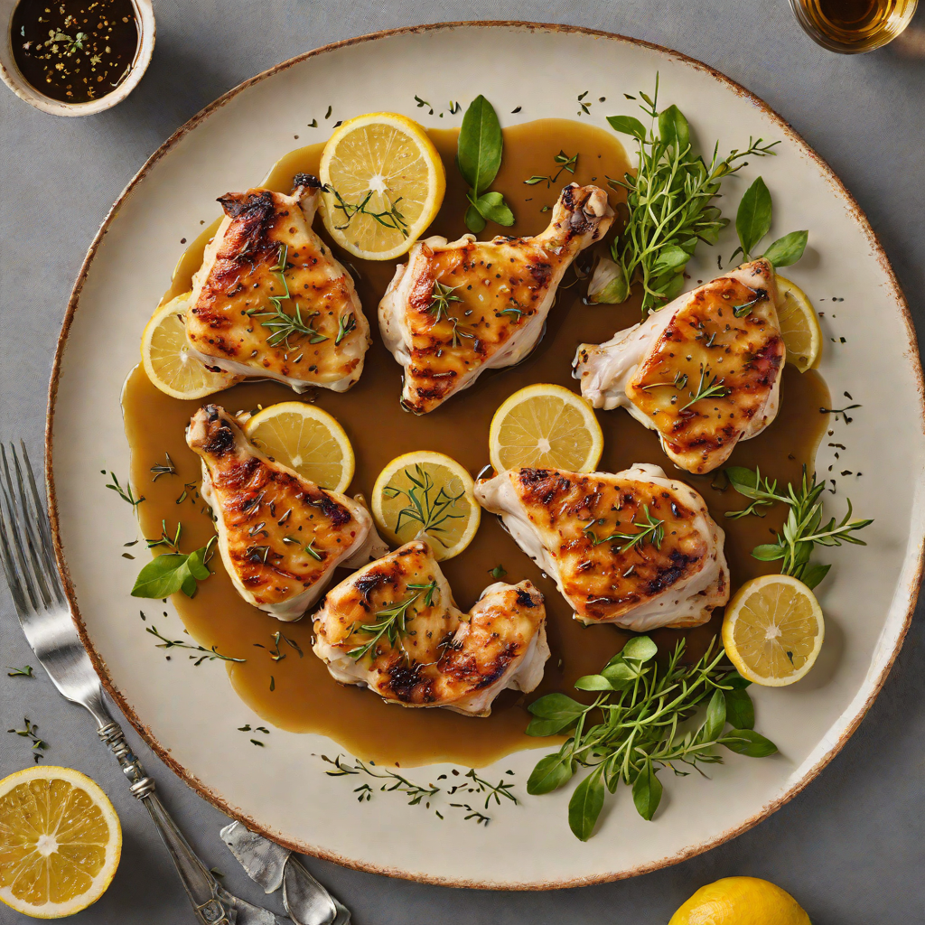 Pan-Seared Chicken with Charred Lemon and Thyme Jus