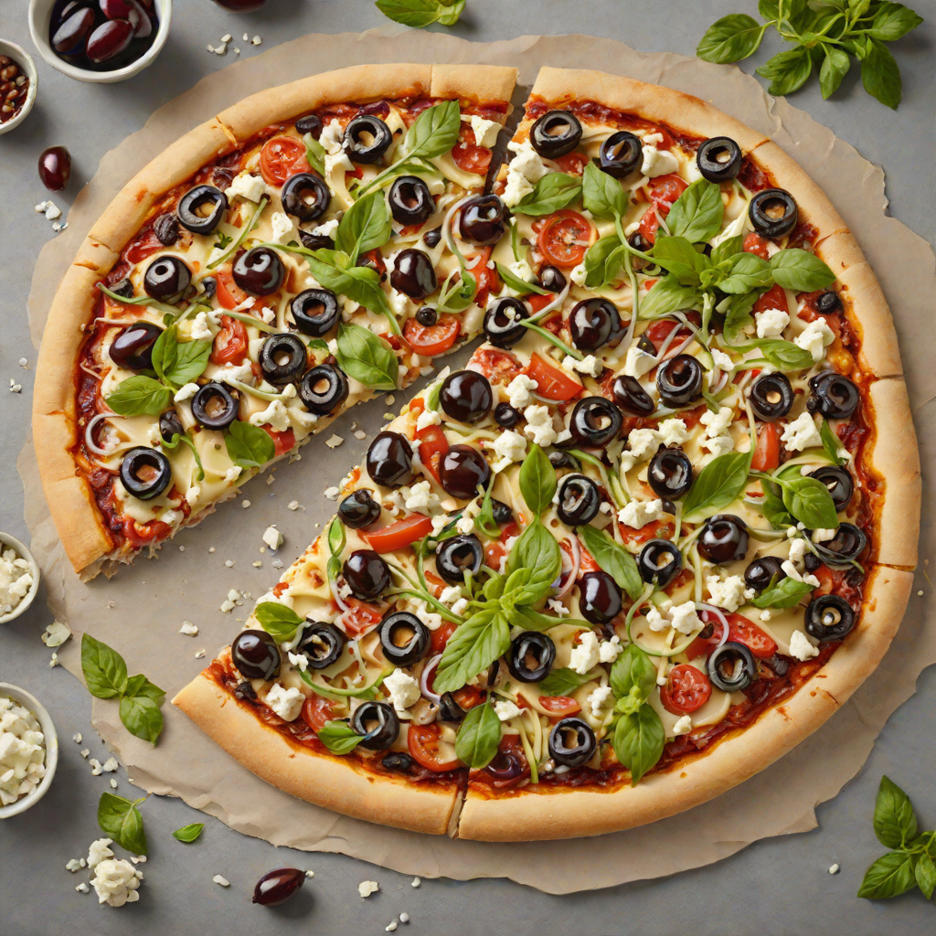 Oven-Baked Greek Pita Pizza with Feta and Kalamata Olives
