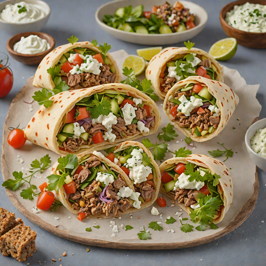 Greek-Style Stuffed Pita Sandwich with Tzatziki and Lamb