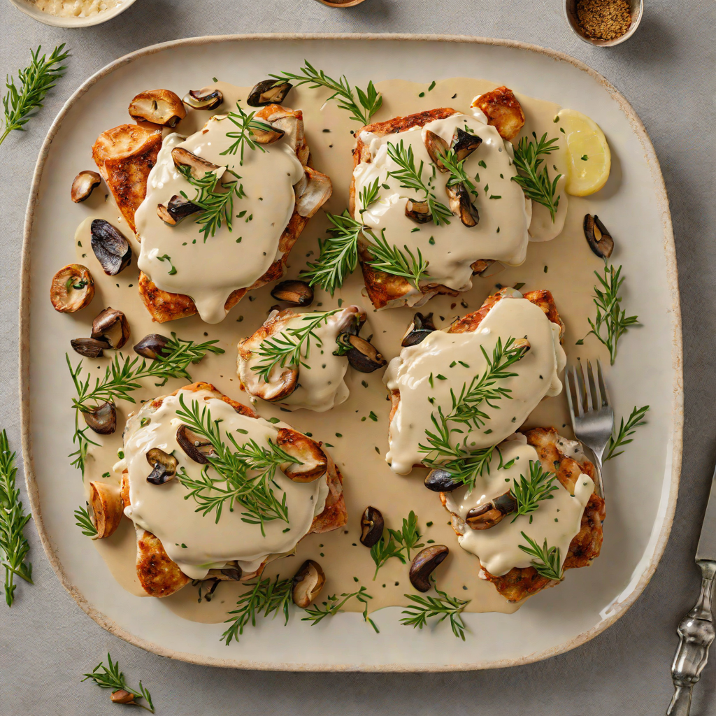French-Inspired Mushroom and Thyme Cream Sauce over Chicken
