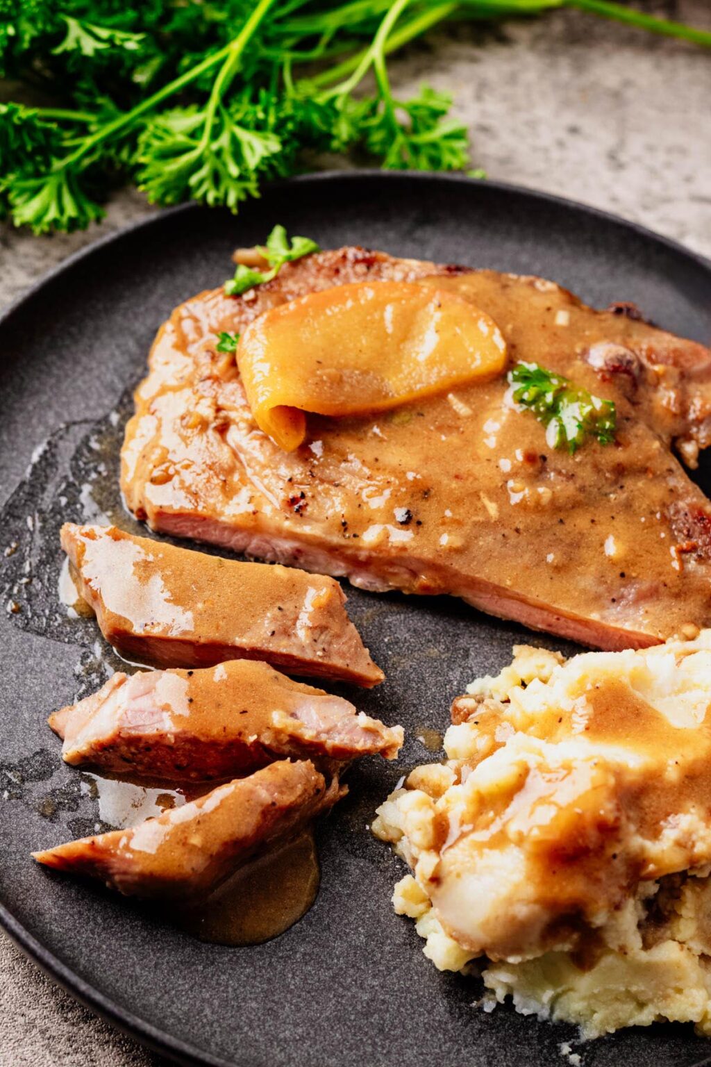 Bourbon-Maple Glazed Pork Chops with Apple Sauté