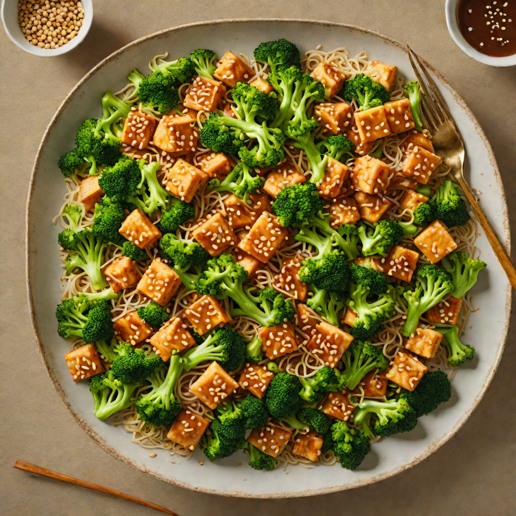 Sautéed Ginger Sesame Tofu Stir Fry with Broccoli