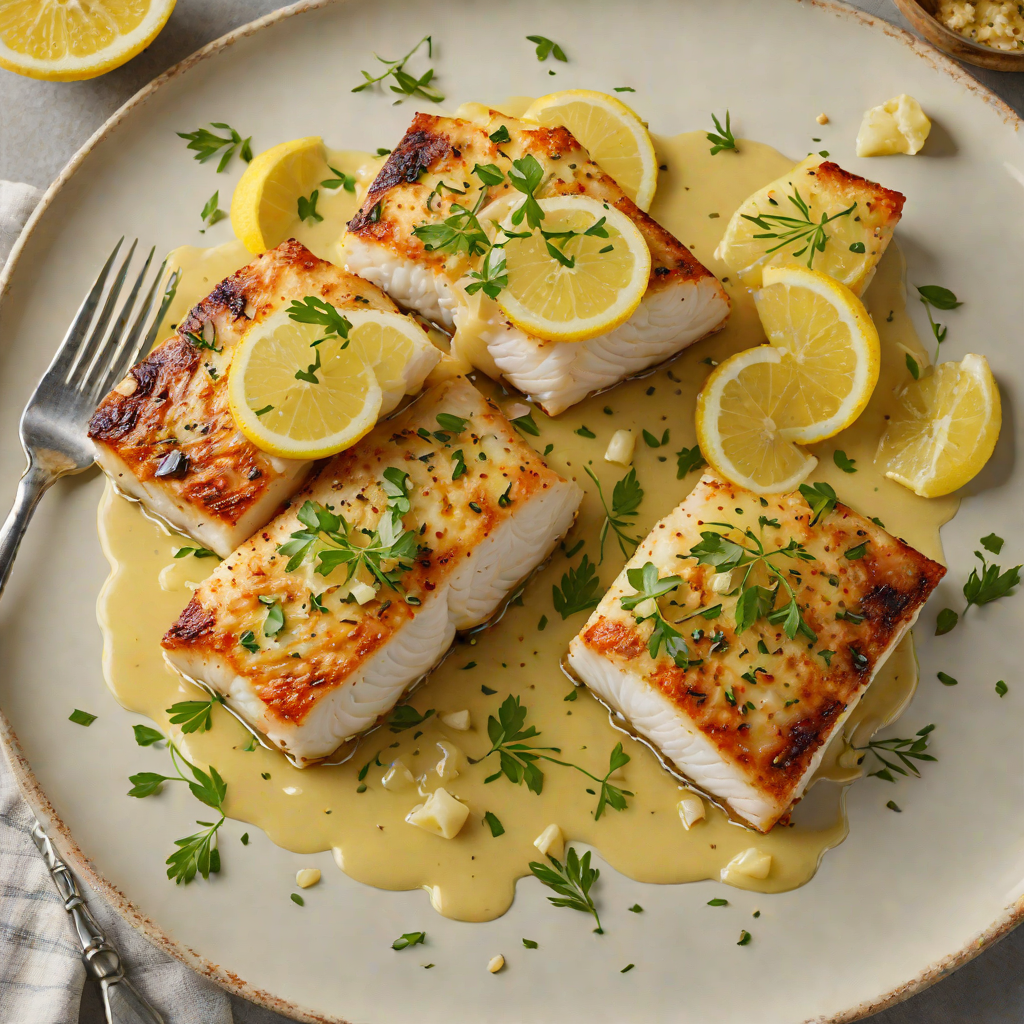 Pan-Seared Cod with Garlic and Lemon Butter Sauce