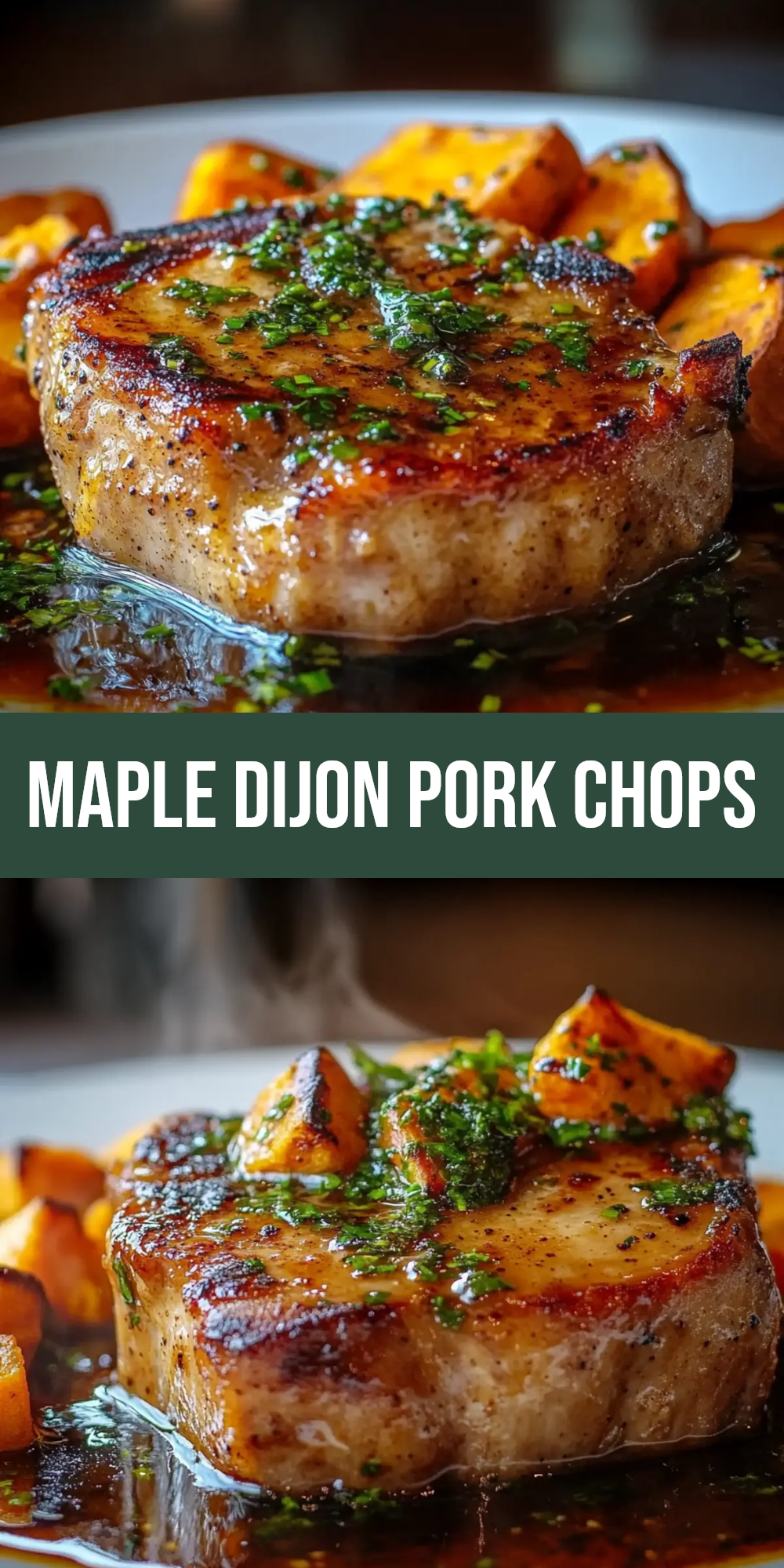 Pan-Seared Pork Chops with Maple-Mustard Glaze and Roasted Apples