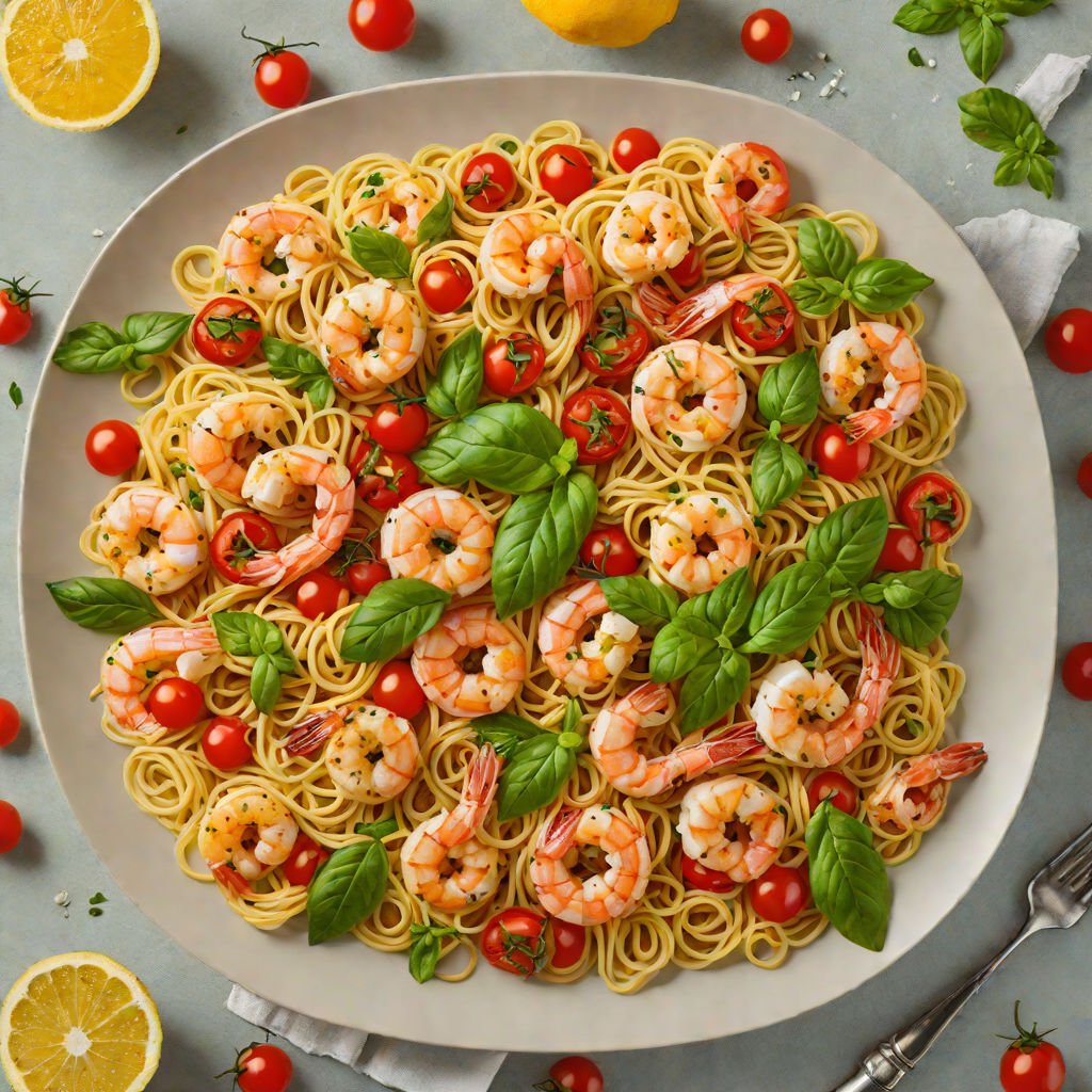 Lemon-Garlic Shrimp Pasta with Fresh Basil and Cherry Tomatoes