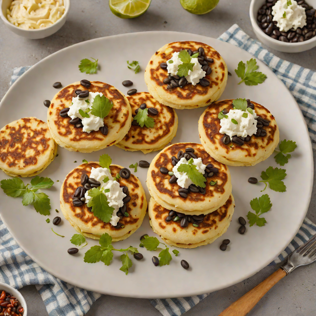 Pan-Seared Arepa Cakes with Black Bean and Queso Fresco Filling