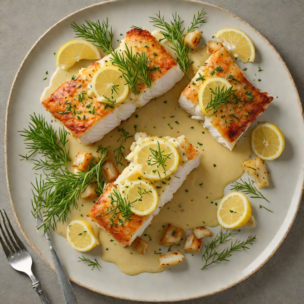 Baked Cod with Lemon-Dill Butter and Seasonal Root Mash