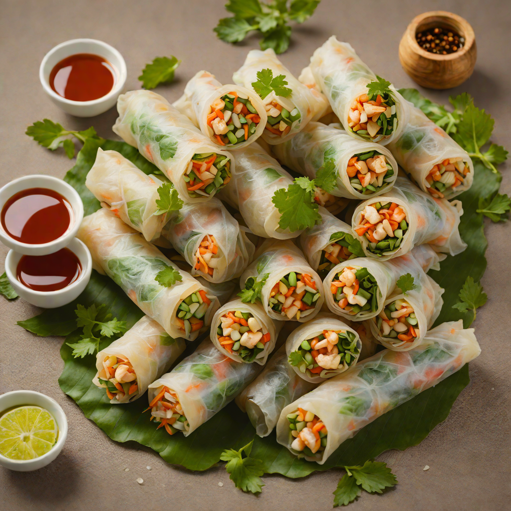 Pan-Fried Rice Paper Spring Rolls with Shrimp and Herbs