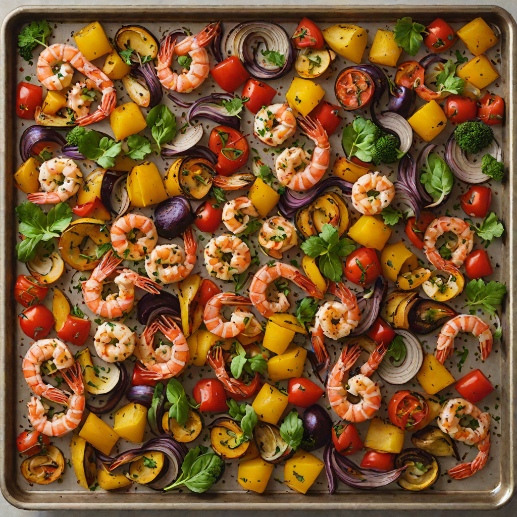 Half-Sheet Pan Harissa Shrimp with Roasted Vegetables