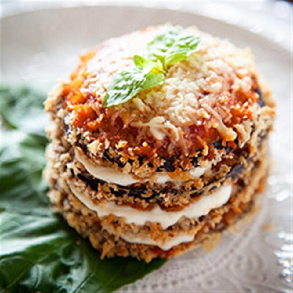 Baked Italian-Style Eggplant Parmesan Towers