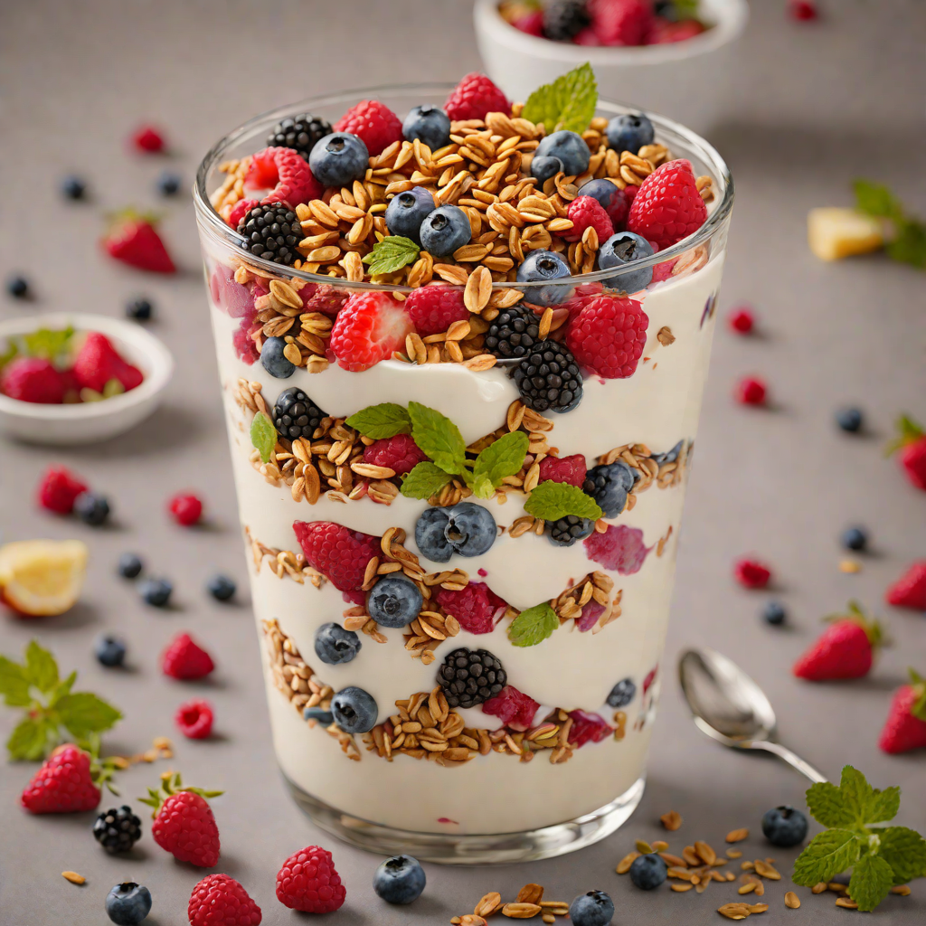 No-Bake Yogurt Parfait with Mixed Berries and Granola