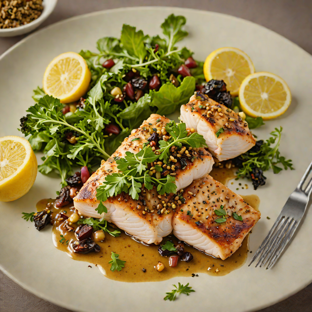 Pan-Seared Grouper with Olive Tapenade and Lemon-Scented Greens