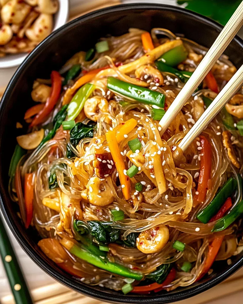 Stir-Fried Glass Noodles with Shiitake and Bok Choy