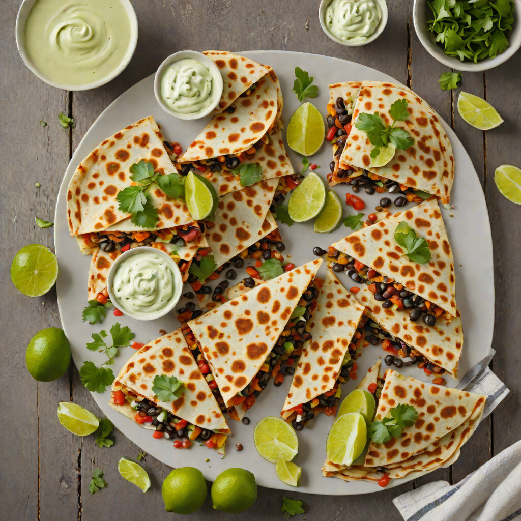 Cheesy Beef and Black Bean Quesadillas with Cilantro Lime Crema