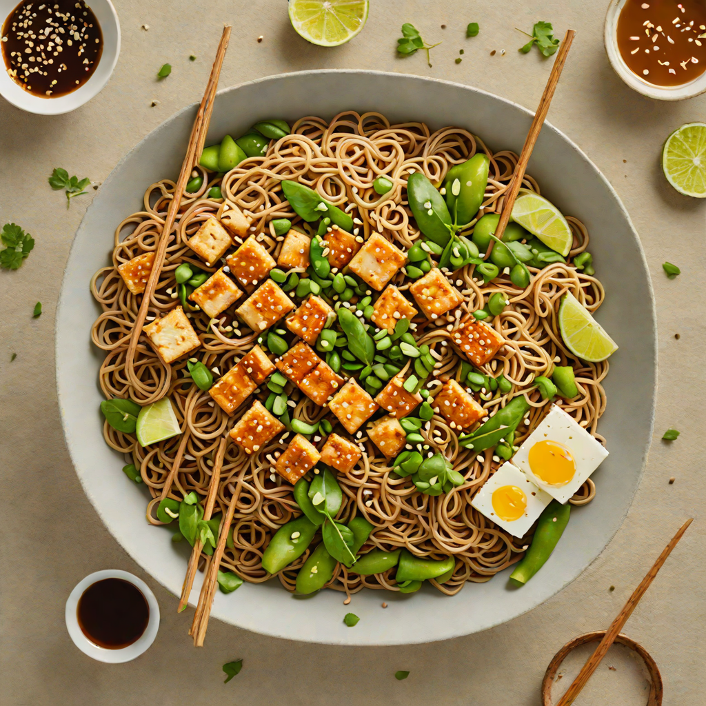 Sesame-Ginger Soba Noodles with Tofu and Snap Peas