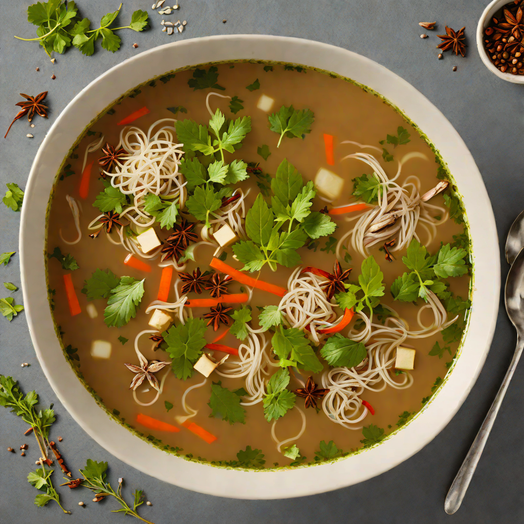 Vietnamese Pho-Inspired Vegetable Soup with Star Anise and Fresh Herbs