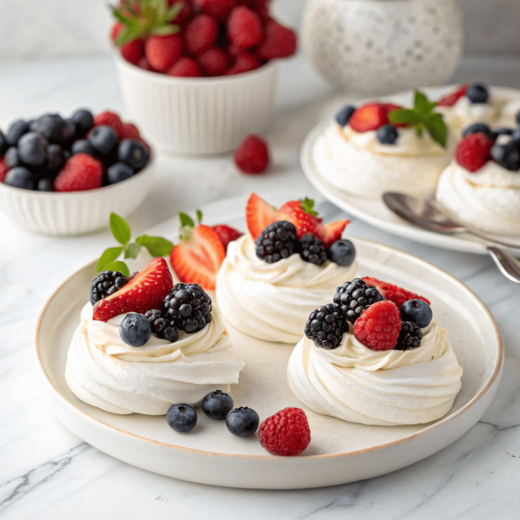 Whipped Egg White Pavlova with Fresh Berries