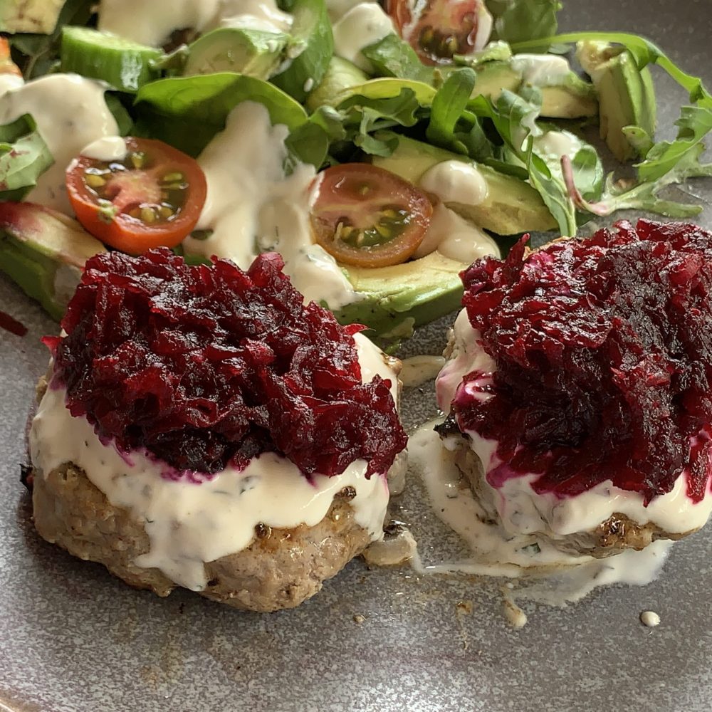 Pan-Fried Rissoles with Beetroot Relish