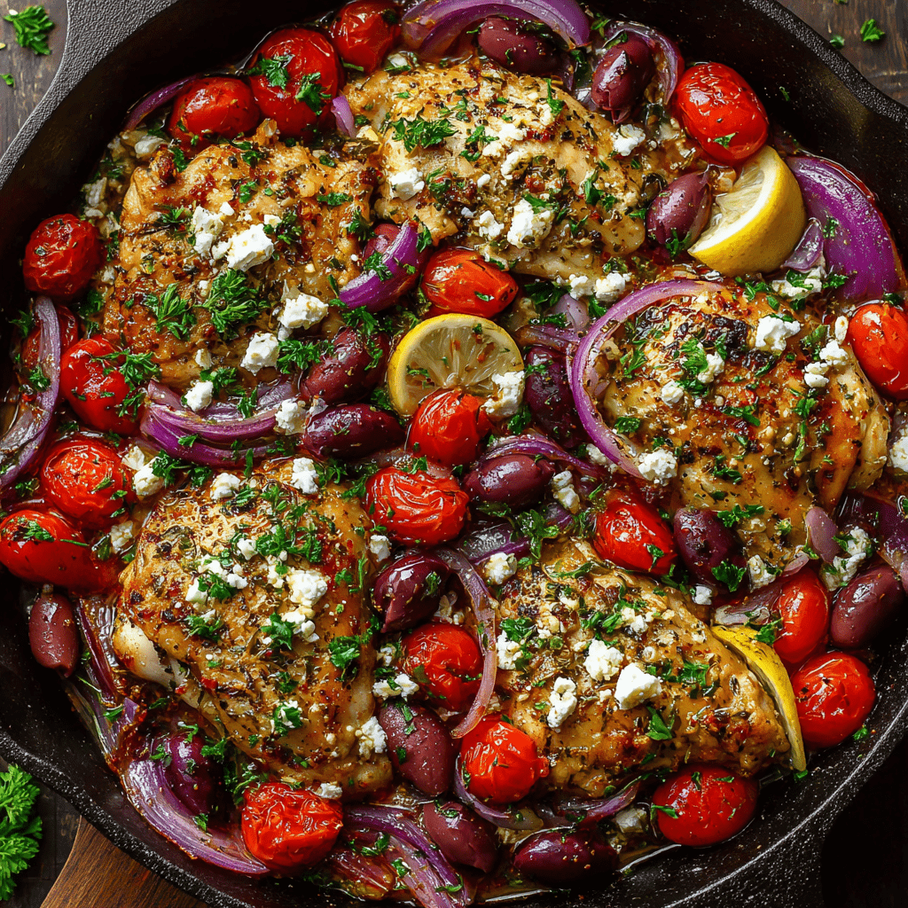 Garlicky Greek Chicken with Feta and Olives
