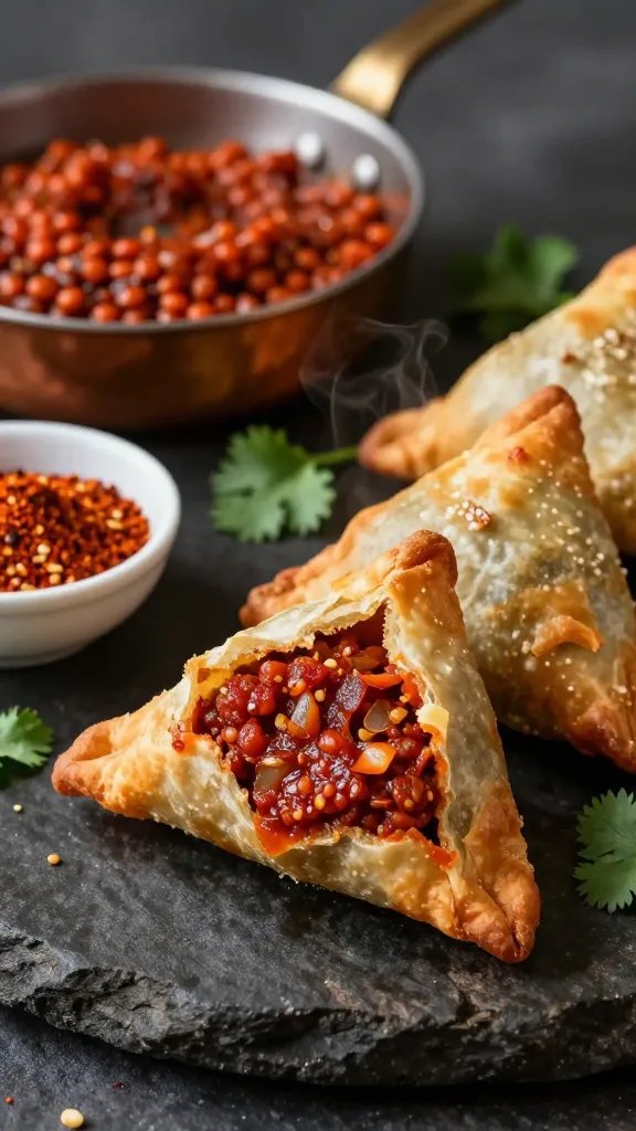 Fried Ethiopian Sambusa with Spiced Lentil Filling