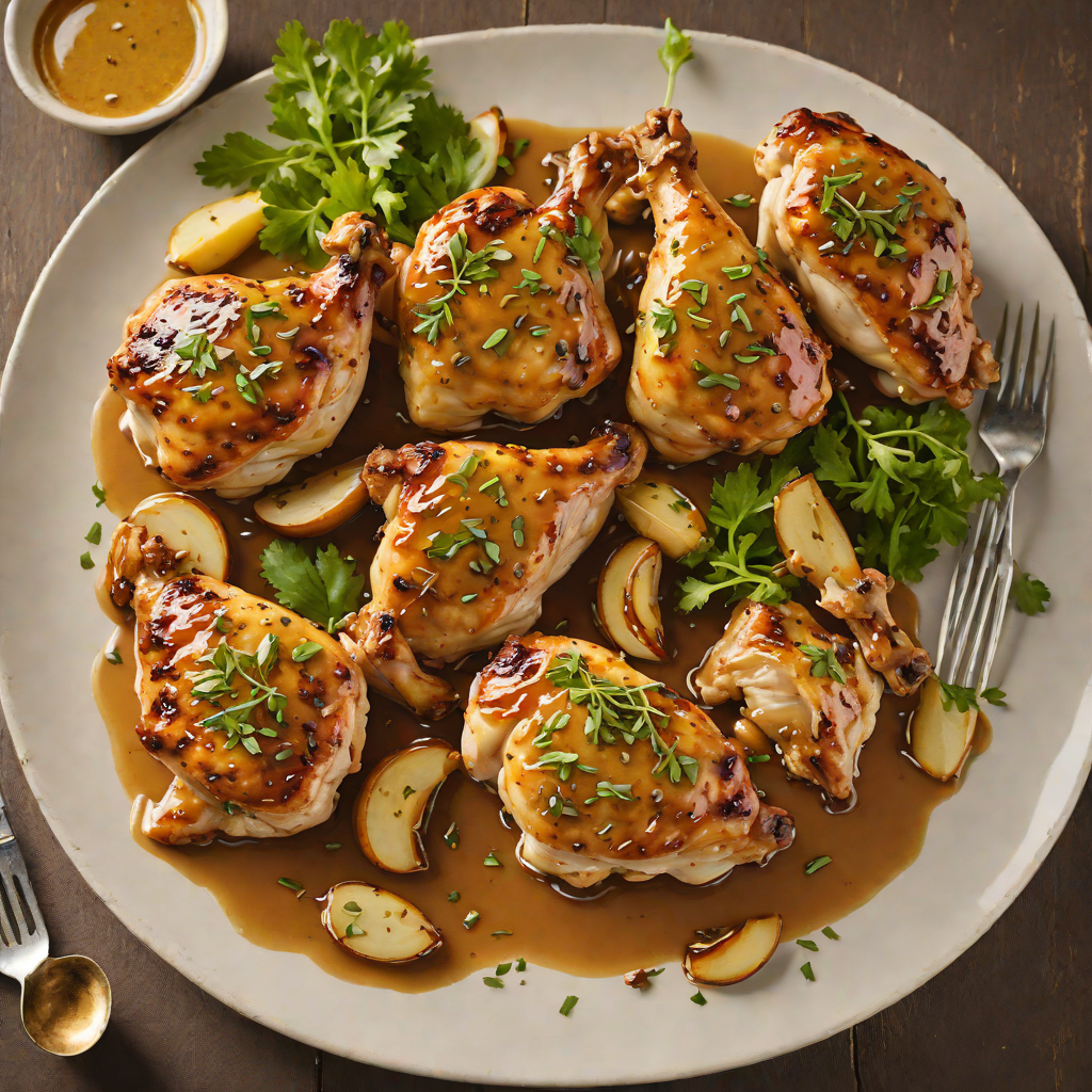 Sautéed Chicken with Honey Mustard Glaze and Roasted Garlic