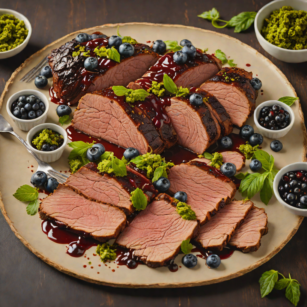 House-Smoked Prime Brisket with Pesto Blueberry Sauce