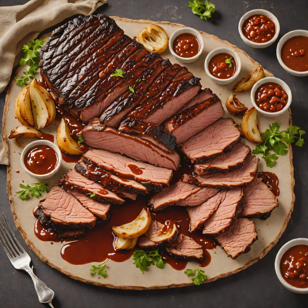 Grilled Texas-Style Smoked Brisket with Charred Onion BBQ Sauce