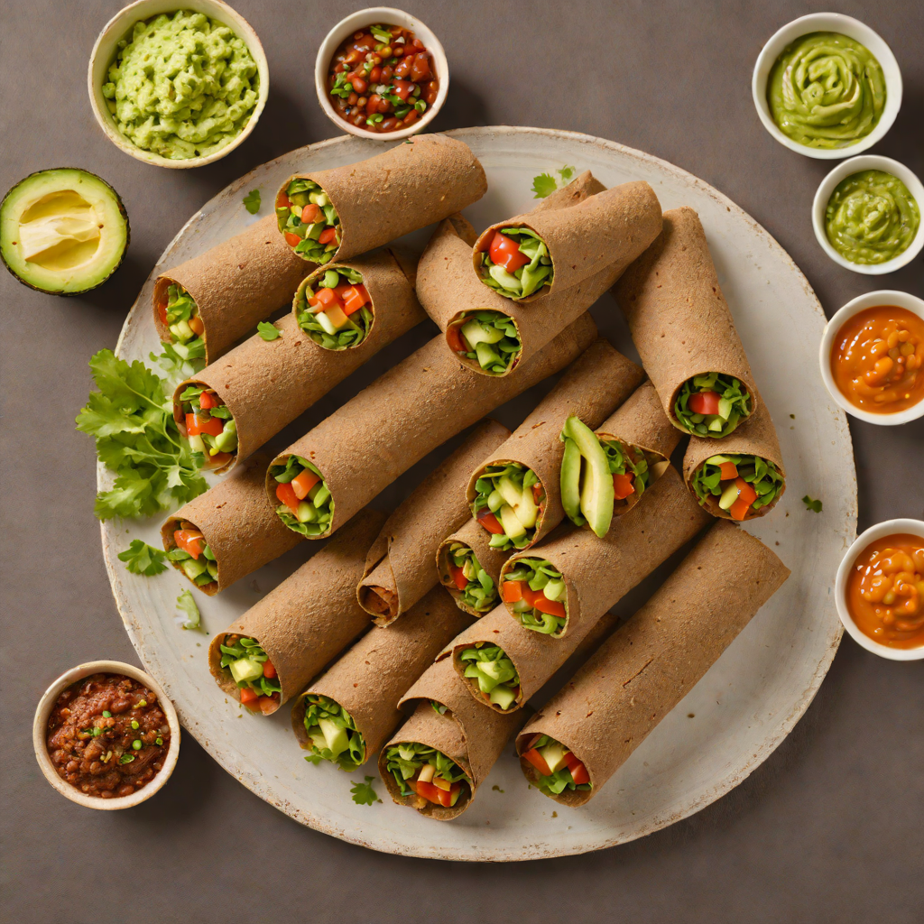 Teff and Vegetable Injera Rolls with Avocado Dipping Sauce