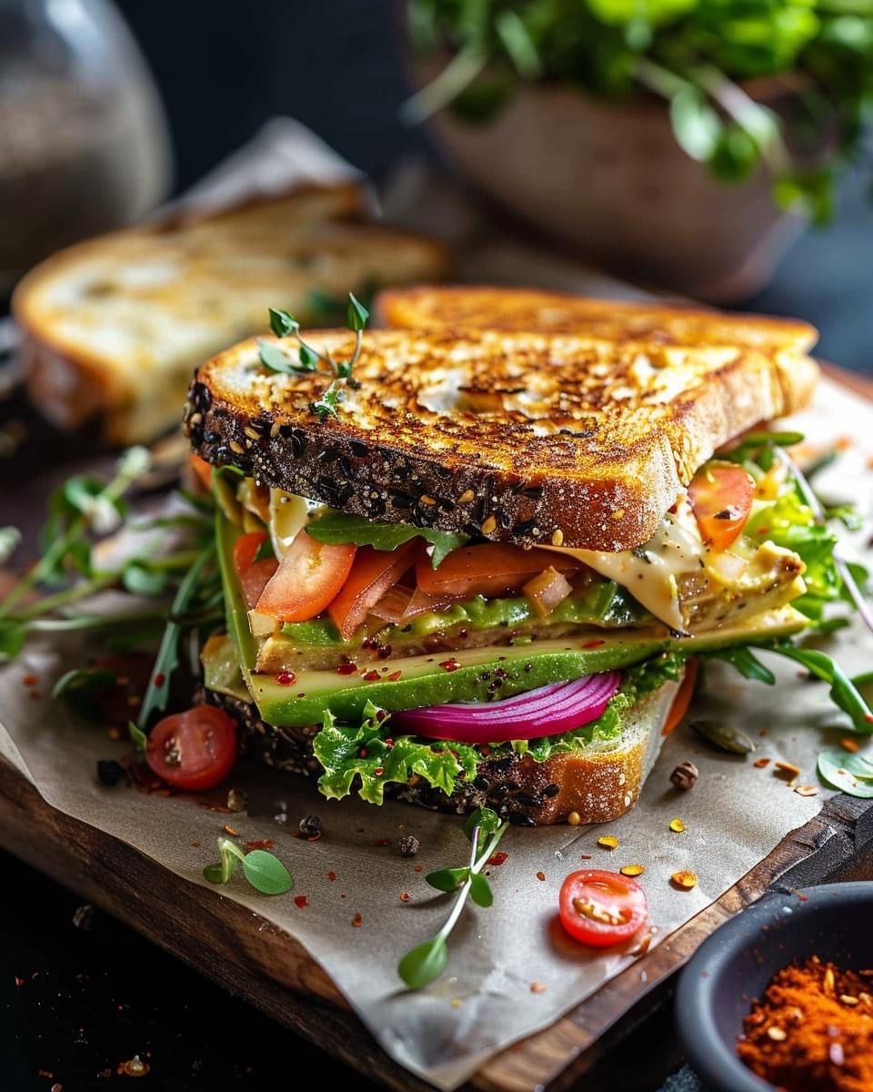 Toasted Vegemite and Avocado Sandwich on Sourdough