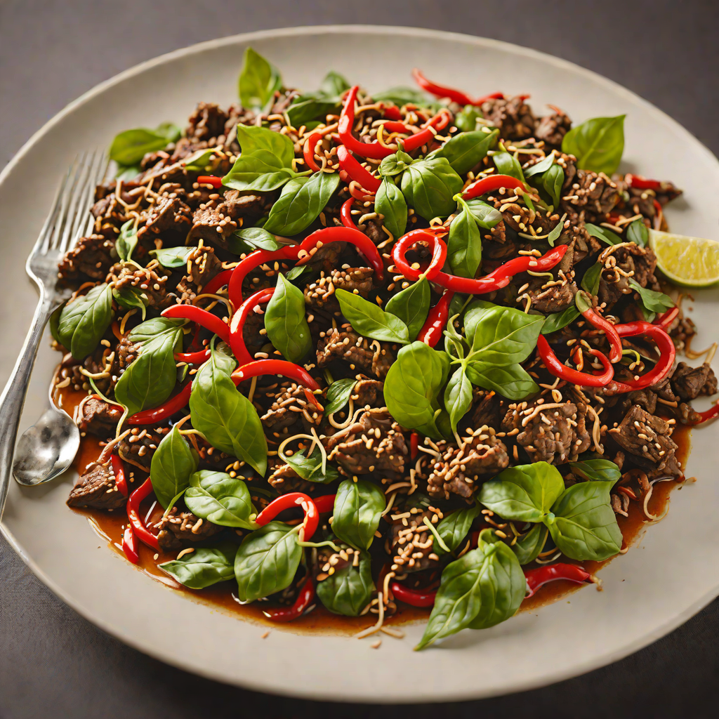 Stir-Fried Thai Basil Beef with Red Chili and Garlic