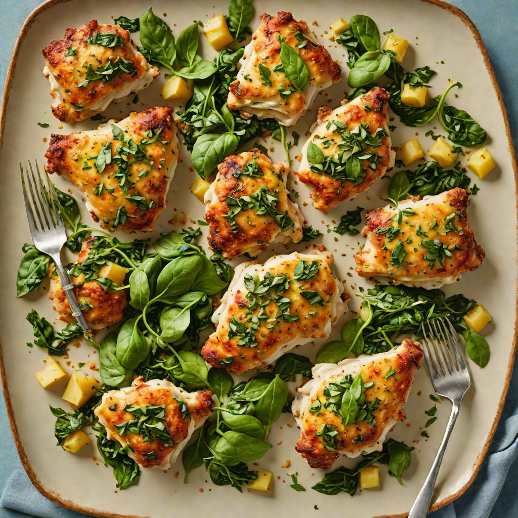 Baked Herb-Crusted Chicken Thighs with Creamy Spinach