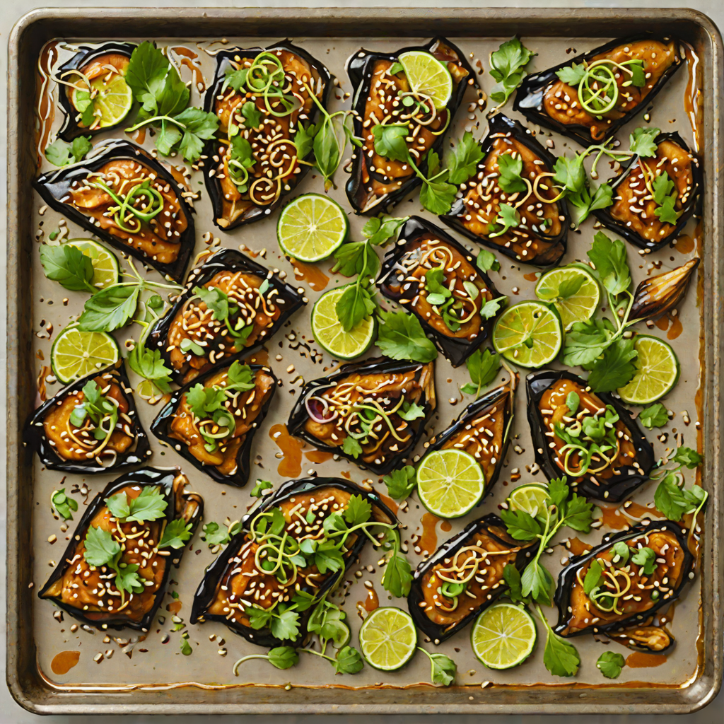 Miso-Glazed Eggplant Sheet Pan Dinner with Sesame and Scallions