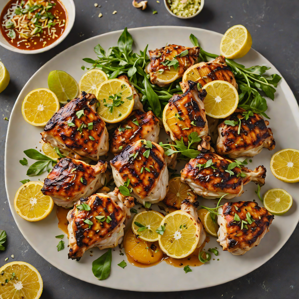 Grilled Citrus-Garlic Chicken Thighs with Charred Scallions