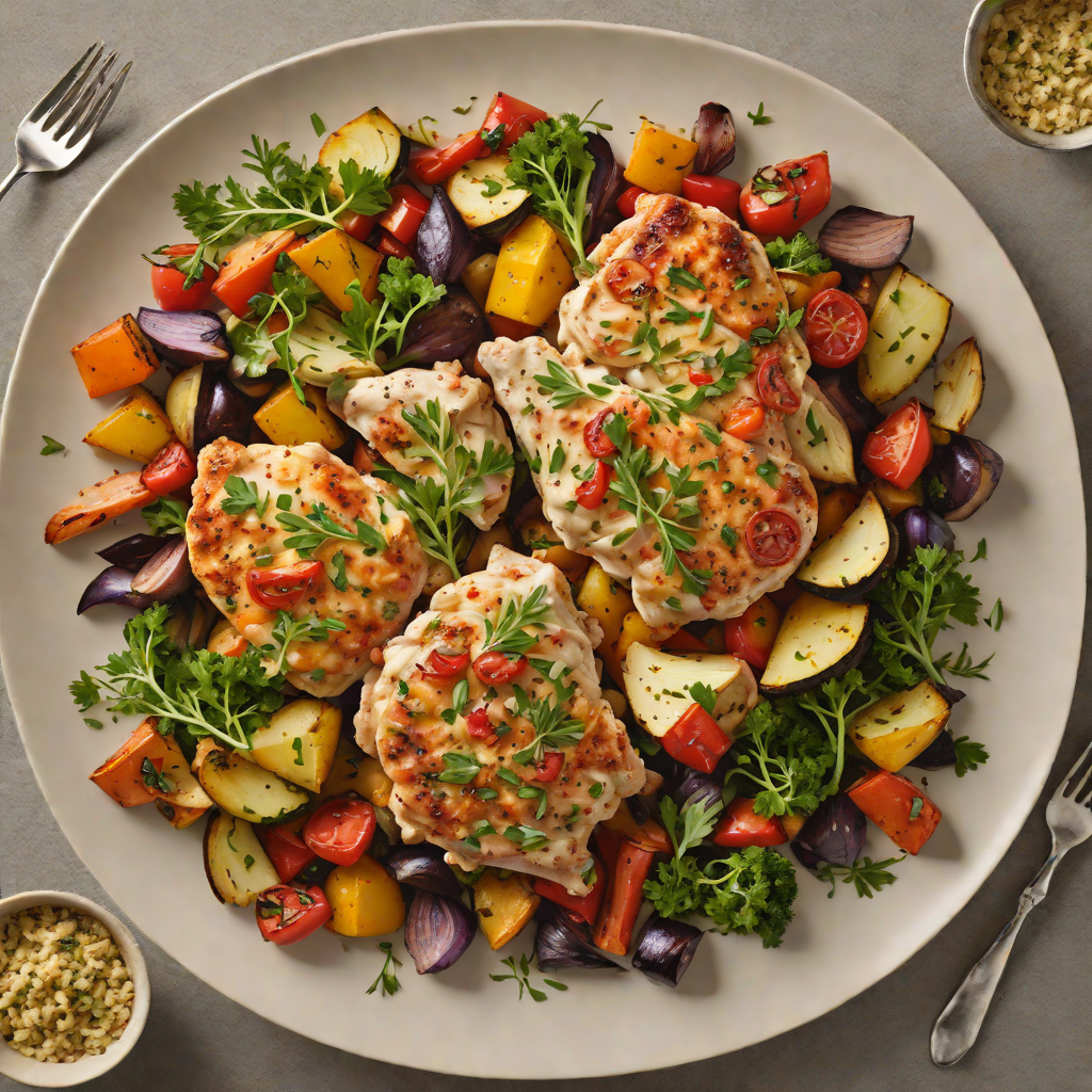 Sautéed Garlic and Herb Chicken with Roasted Seasonal Vegetables