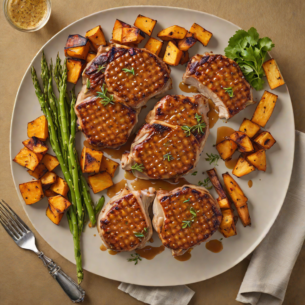 Honey-Mustard Glazed Pork Chops with Roasted Sweet Potatoes