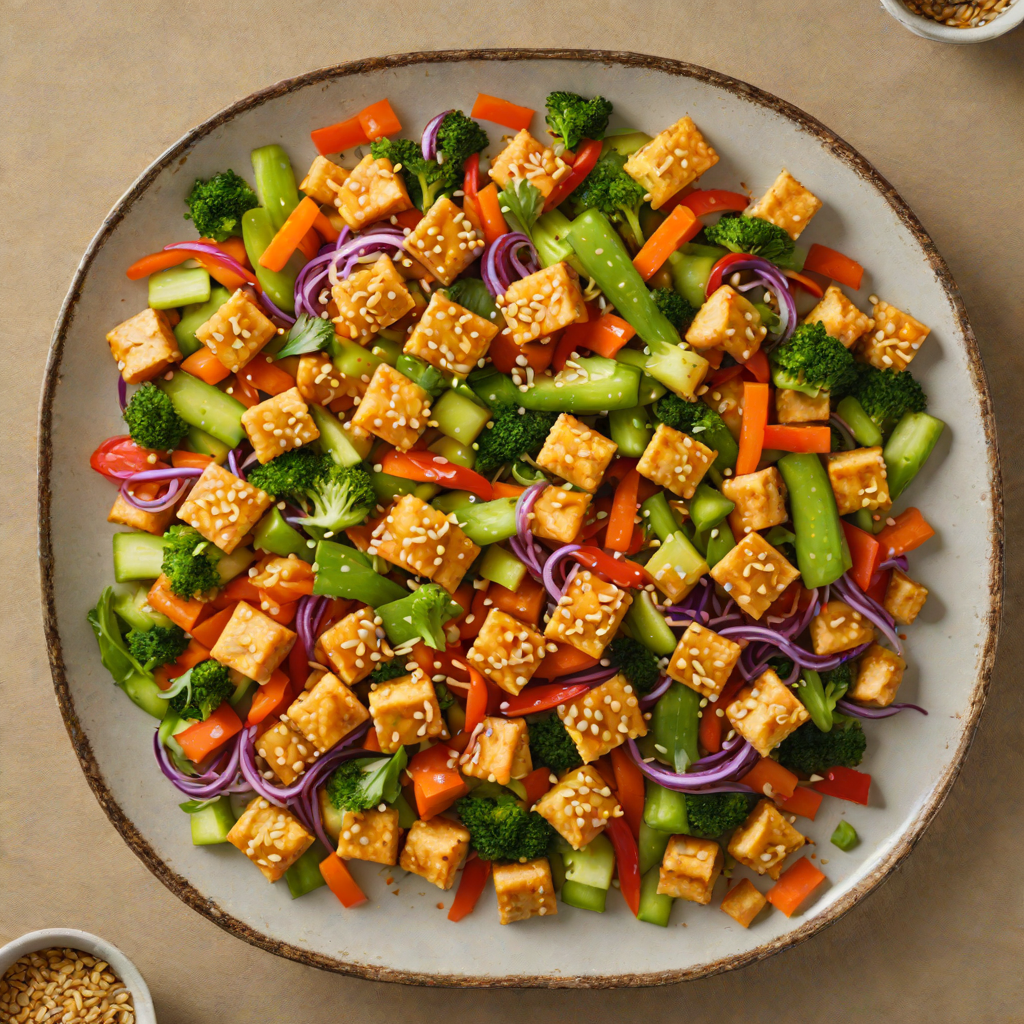 Stir-Fried Tofu with Ginger-Sesame and Mixed Vegetables