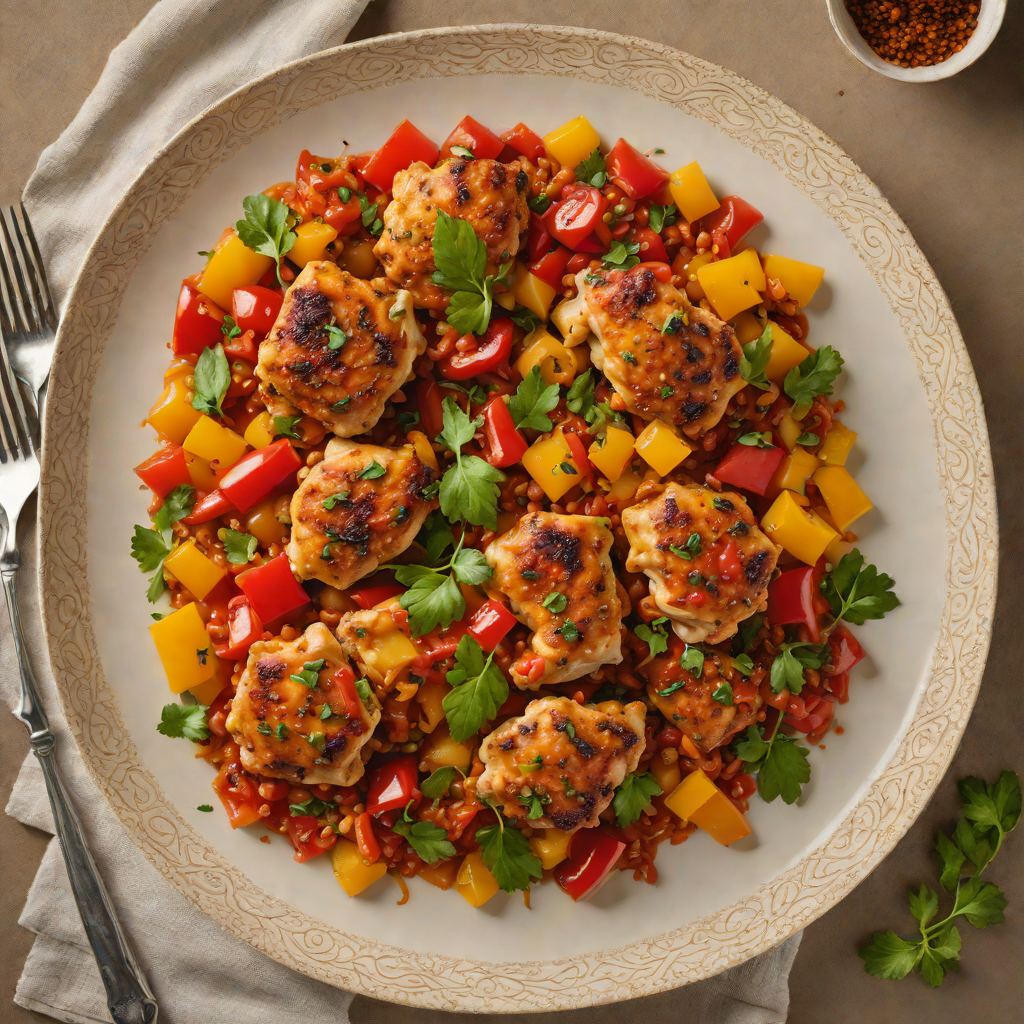 Sautéed Chicken Thighs with Spiced Tomato and Bell Pepper Ragout