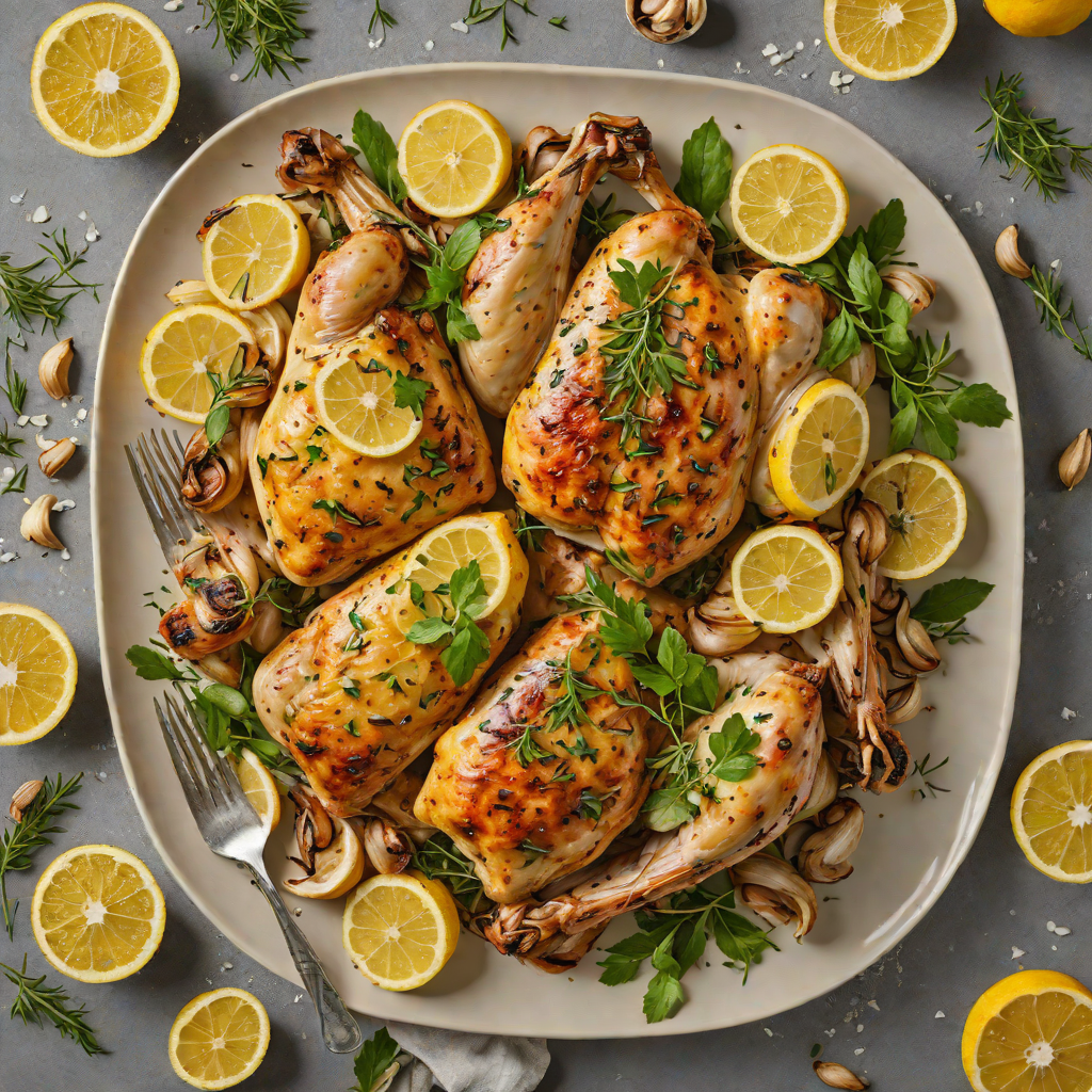 Baked Lemon-Infused Herb Chicken with Roasted Garlic