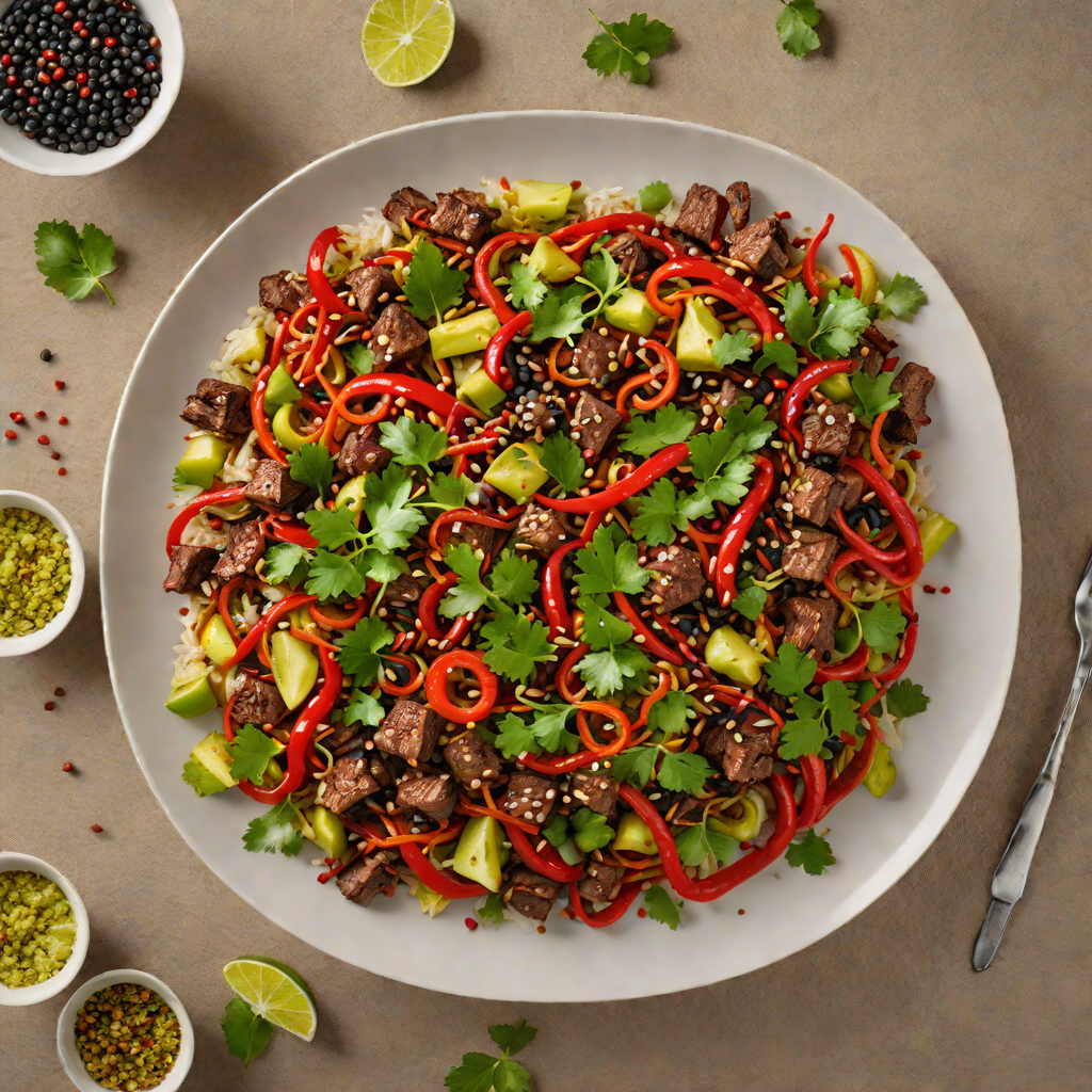 Spiced Kangaroo Stir-Fry with Finger Lime and Native Pepperberry