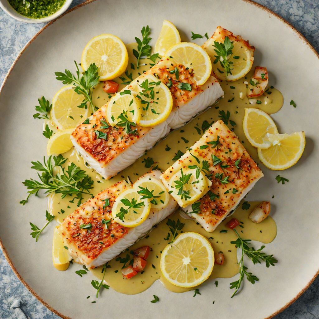 Pan-Seared Cod with Lemon Butter and Herb Sauce