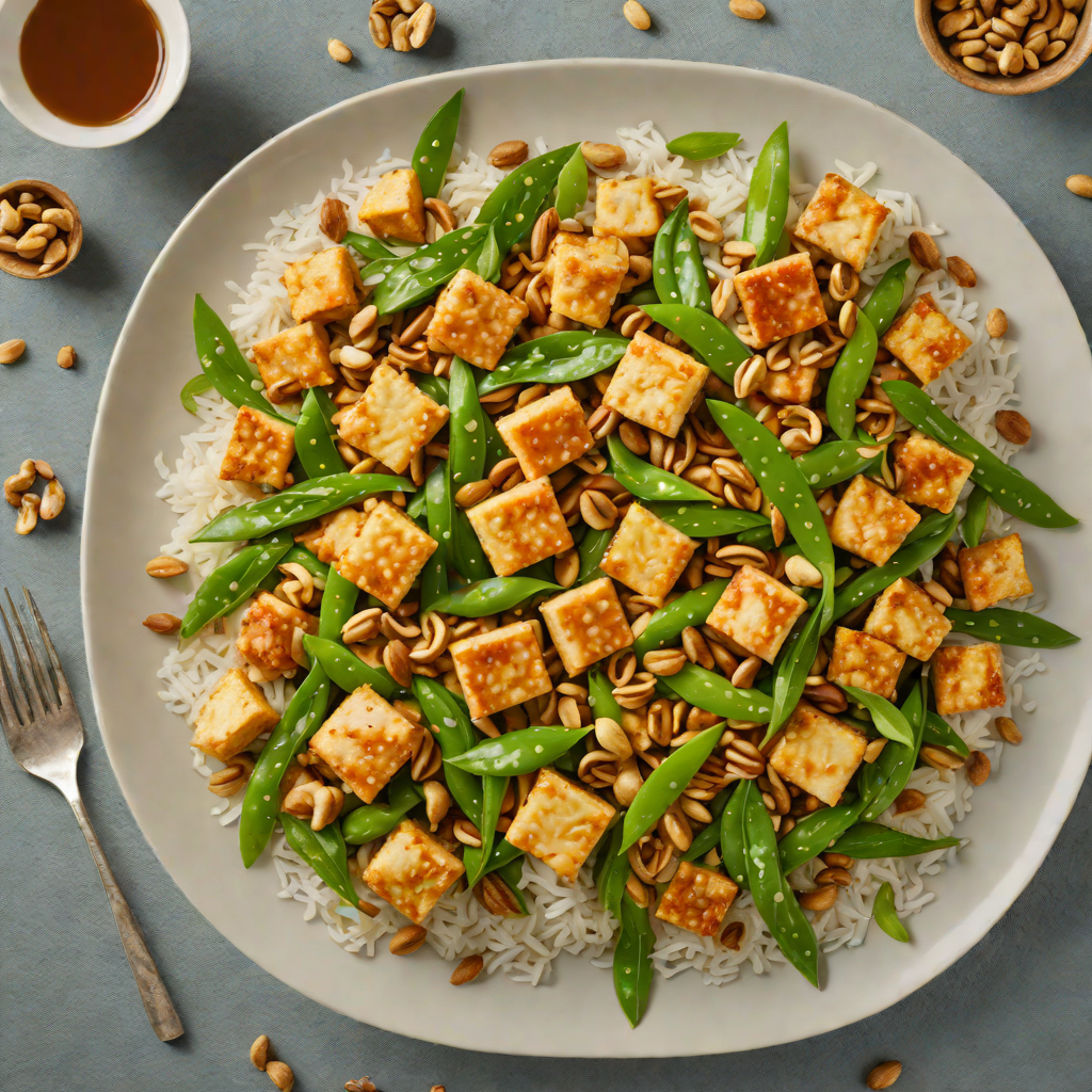 Stir-Fried Tofu with Ginger, Snow Peas, and Cashews