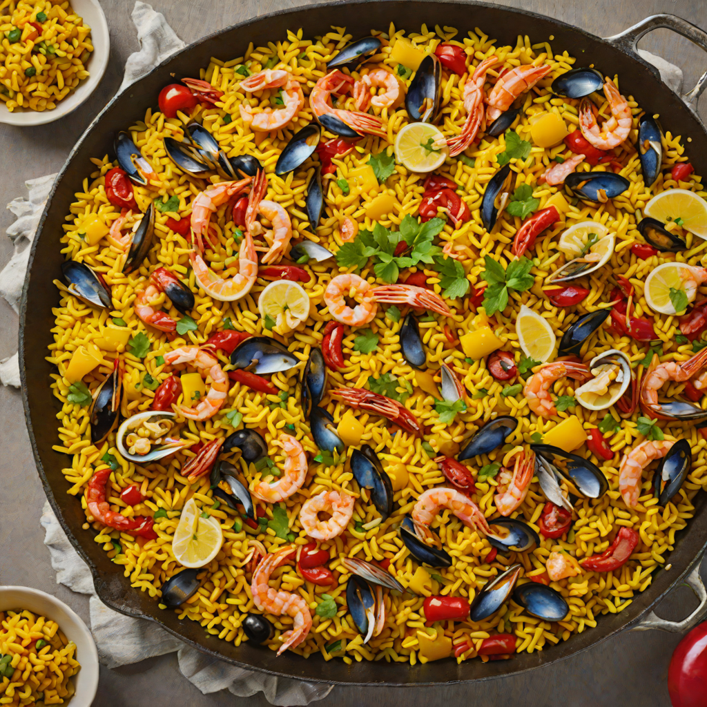 Saffron-Infused Spanish Seafood Paella with Chorizo