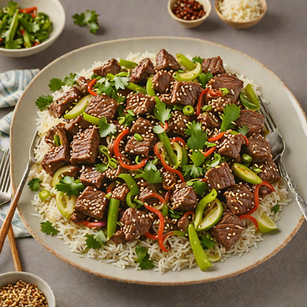 Garlic and Herb Stir-Fried Beef with Sesame and Scallions