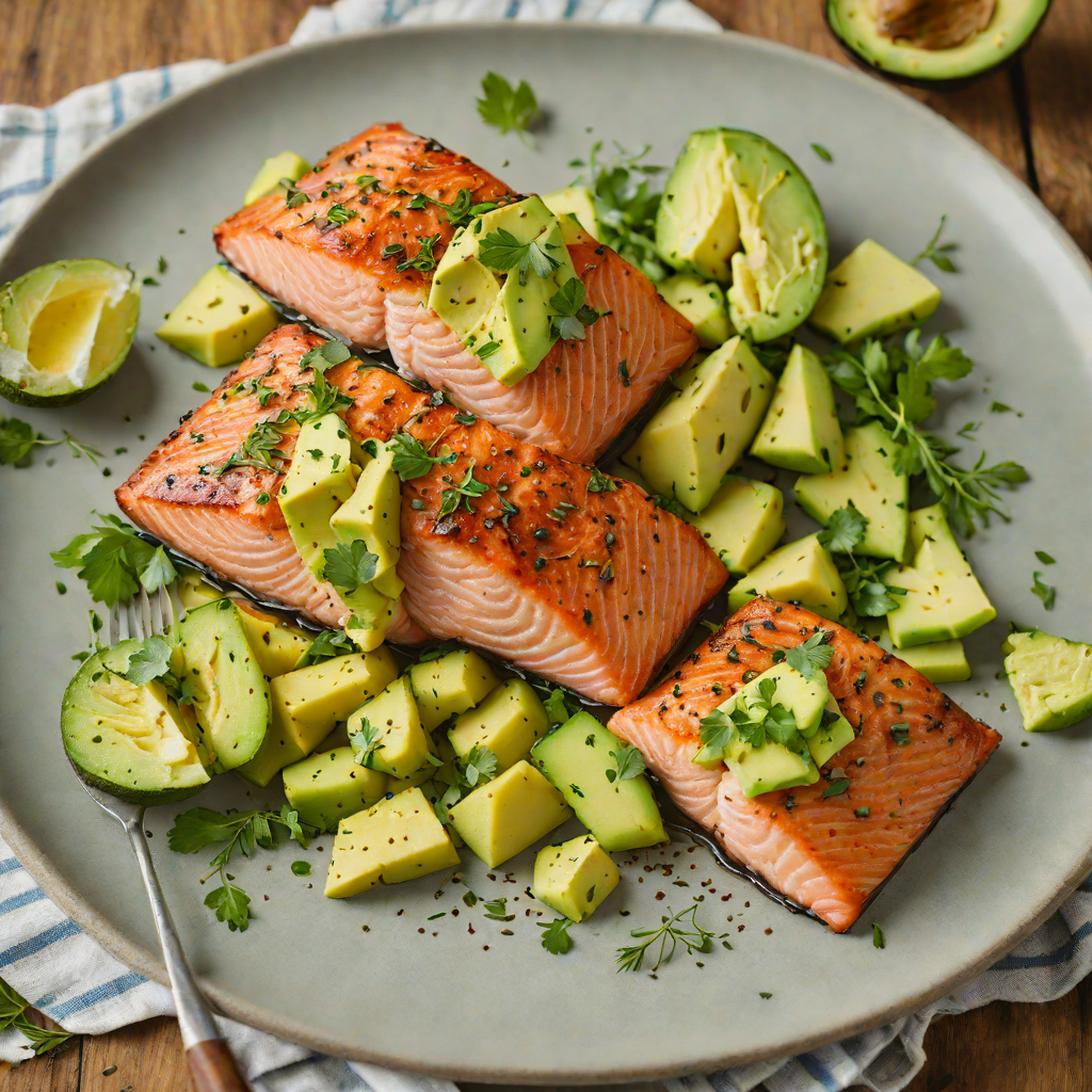 Pan-Seared Salmon with Avocado and Herb Butter