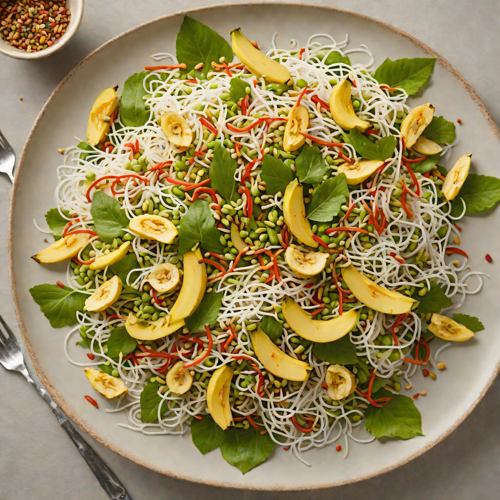 Banana Blossom and Mung Bean Sprout Salad with Coconut Dressing