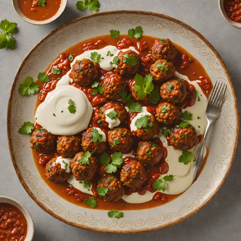 Moroccan Harissa-Spiced Lamb Meatballs with Yogurt Sauce