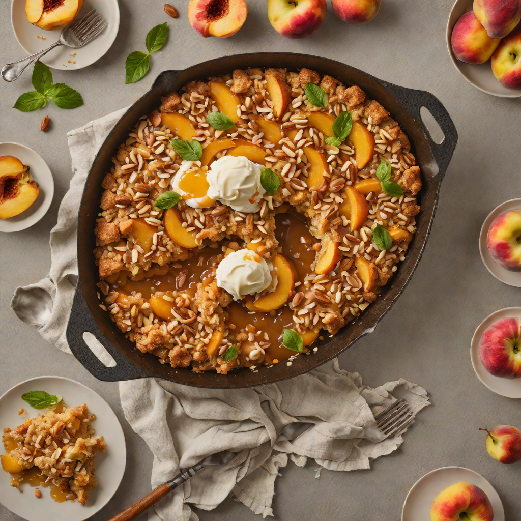 Skillet Honey Almond Peach Cobbler